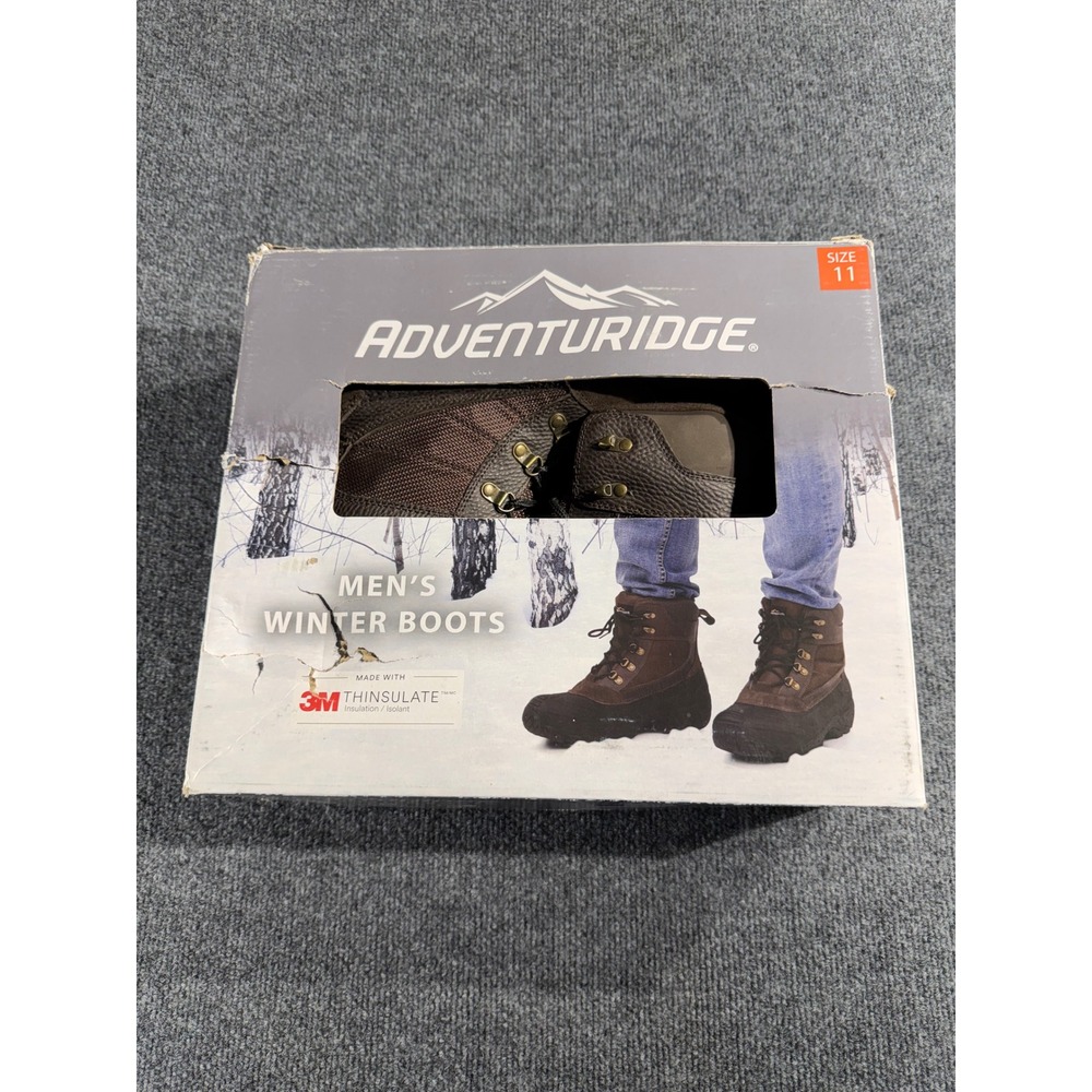 Adventuridge Men's Winter Boots Size 11 Brown‎ Leather Upper 3M Thinsulate NIB